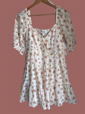 Trixxy Los Angeles Women’s Floral Puff Sleeve V Neck Midi Dress Size M
